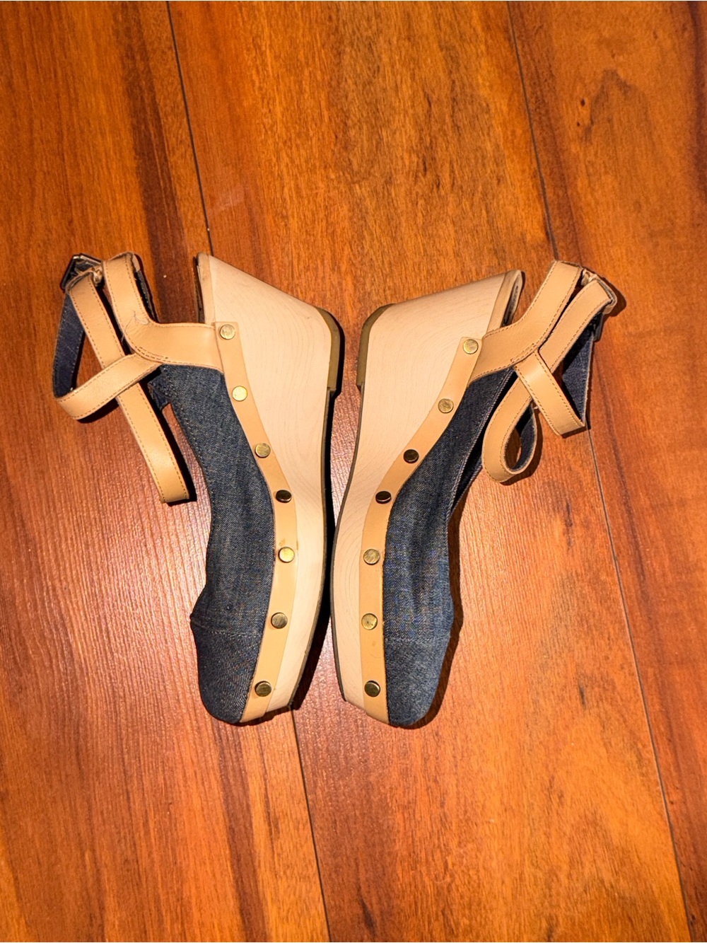 VTG Calvin Klein "G金具" Denim Studded Wooden Clog Wedge